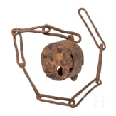 Iron padlock with chain, Roman, 2nd - 3rd century.