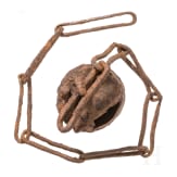 Iron padlock with chain, Roman, 2nd - 3rd century.