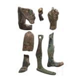 Seven Roman bronze and silver limbs, 1st - 3rd century