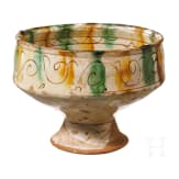 A late Byzantine bowl with coloured glaze and ring stand, 12th - 14th century A.D.