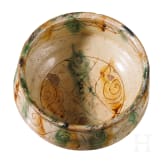 A late Byzantine bowl with coloured glaze and ring stand, 12th - 14th century A.D.