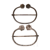 A pair of Finno-Ugric ring brooches made of silver with blue glass inlays, 10th - 11th century