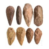 Eight Saharan hand axes, paleolithic, Acheulean, approx. 500000 - 100000 B.C.