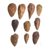 Ten Saharan hand axes, paleolithic, Acheulean, approx. 500000 - 100000 B.C.