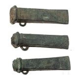 Three Breton bronze axes type Dahouet, late Bronze Age to early Iron Age of western Europe, 10th - 5th century B.C.