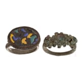 Two silver and two bronze rings, Balkan, 15th - 16th century
