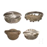 Two silver and two bronze rings, Balkan, 15th - 16th century