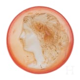 An agate stone cameo with bust of a maenad, 20th century
