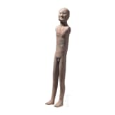 A Chinese painted clay figure of a standing nude man, Han Dynasty, circa 150 B.C.
