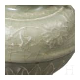 A small Chinese molded Longquan celadon vase, probably Ming Dynasty