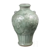 A molded Longquan celadon vase, probably Ming Dynasty