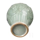A molded Longquan celadon vase, probably Ming Dynasty