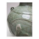 A molded Longquan celadon vase, probably Ming Dynasty