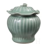 A Chinese Longquan-celadon lotus jar, probably Ming Dynasty