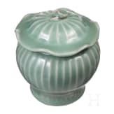 A Chinese Longquan-celadon lotus jar, probably Ming Dynasty