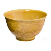 A yellow-glazed dragon cup with Yongzheng mark, probably of that period