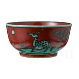 A Chinese red and green glazed cup with Longqing six-character mark, probably 19th century