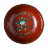 A Chinese red and green glazed cup with Longqing six-character mark, probably 19th century
