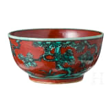 A Chinese red and green glazed cup with Longqing six-character mark, probably 19th century