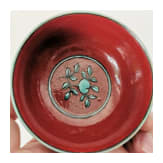 A Chinese red and green glazed cup with Longqing six-character mark, probably 19th century
