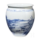 A Chinese blue and white glazed vase with lake and landscape, probably Kangxi period (18th century)