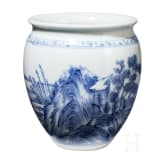A Chinese blue and white glazed vase with lake and landscape, probably Kangxi period (18th century)