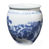 A Chinese blue and white glazed vase with lake and landscape, probably Kangxi period (18th century)