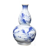A Chinese blue and white double-gourd vase, probably Kangxi period, 18th century