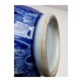 A Chinese blue and white double-gourd porcelain vase with flowers, probably Kangxi period