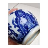 A Chinese blue and white double-gourd porcelain vase with flowers, probably Kangxi period