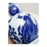 A Chinese blue and white double-gourd porcelain vase with flowers, probably Kangxi period