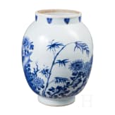 A Chinese blue and white jar with flowers, probably Kangxi period (early 18th century)
