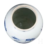 A Chinese blue and white jar with flowers, probably Kangxi period (early 18th century)