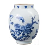 A Chinese blue and white jar with flowers, probably Kangxi period (early 18th century)