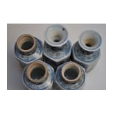 Five small Chinese blue and white "Vung Tau" cargo vases with covers, probably Kangxi period
