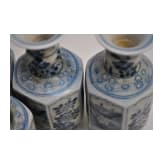 Five small Chinese blue and white "Vung Tau" cargo vases with covers, probably Kangxi period