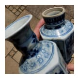 Five small Chinese blue and white "Vung Tau" cargo vases with covers, probably Kangxi period