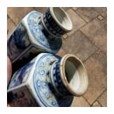 Five small Chinese blue and white "Vung Tau" cargo vases with covers, probably Kangxi period