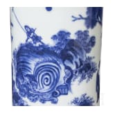 A Chinese blue and white brush pot showing a scholar in landscape, probably Kangxi period (18th century)