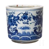 A blue and white brush pot, Guangxu period, circa 1890