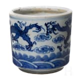 A blue and white brush pot, Guangxu period, circa 1890