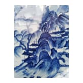 A Chinese blue and white porcelain charger with river and mountain scene, probably 19th/20th century
