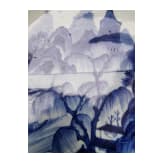 A Chinese blue and white porcelain charger with river and mountain scene, probably 19th/20th century