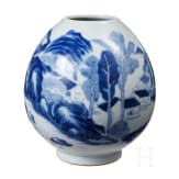 A Chinese blue and white water pot with mountain and river scene, probably 19th/20th century