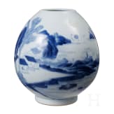 A Chinese blue and white water pot with mountain and river scene, probably 19th/20th century