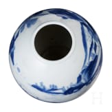 A Chinese blue and white water pot with mountain and river scene, probably 19th/20th century