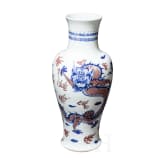 A large Chinese blue and white and copper red dragon vase with Chengua six-character mark, 20th century