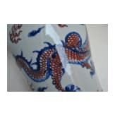 A large Chinese blue and white and copper red dragon vase with Chengua six-character mark, 20th century