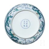 A Chinese Doucai-dragon dish with Yongzheng six-character mark, 20th century