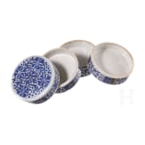 Two Chinese plates and a four-piece storage vessel